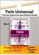 Klassé Twin Universal Needle - 2.0 mm/Size 80