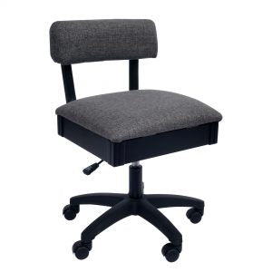 Arrow Hydraulic Sewing Chair in Black with Lady Gray Fabric